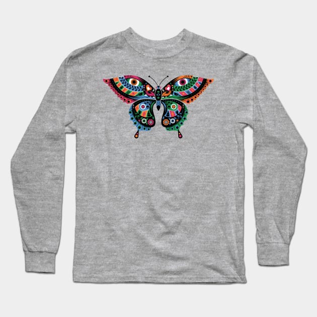 Tribal Butterfly Long Sleeve T-Shirt by Lucie Rice Illustration and Design, LLC